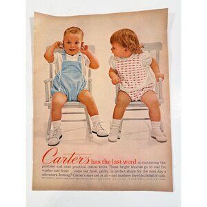 Vintage 1962 Carter's Baby Kids in Rocking Chair Clothing Advertisement Print Ad